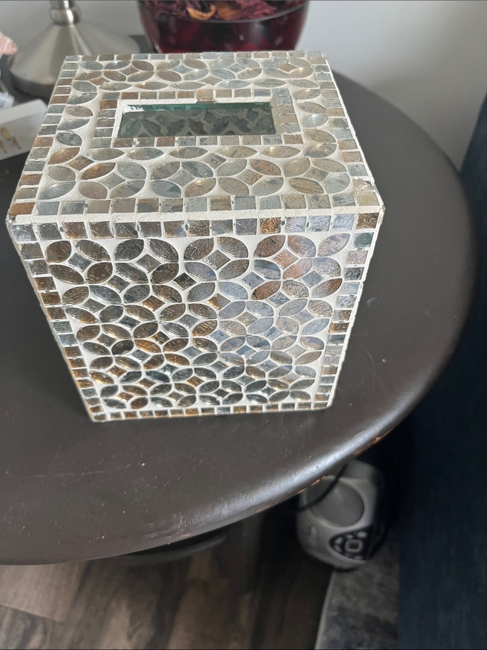 Macy's Silver Mosaic Tissue Box Cover